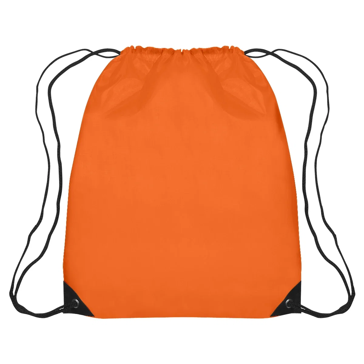 Drawstring closure pulled tight across the top opening