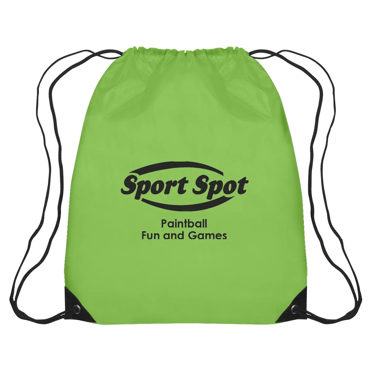 Lime green bag viewed straight on against a plain backdrop