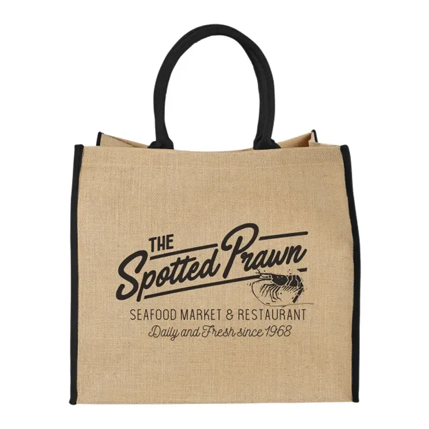 Custom Large Jute Tote with Logo