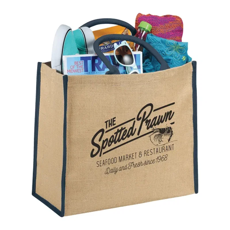 Custom Large Jute Tote with Logo — view 6