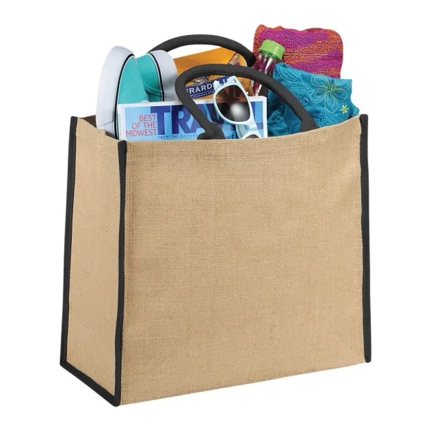 Custom Large Jute Tote with Logo — view 2