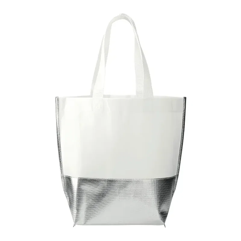 Branded Laminated Metallic Bottom Tote - Large — view 3