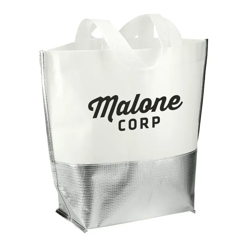Branded Laminated Metallic Bottom Tote - Large — view 6