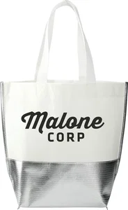 Large Laminated Metallic Bottom Tote