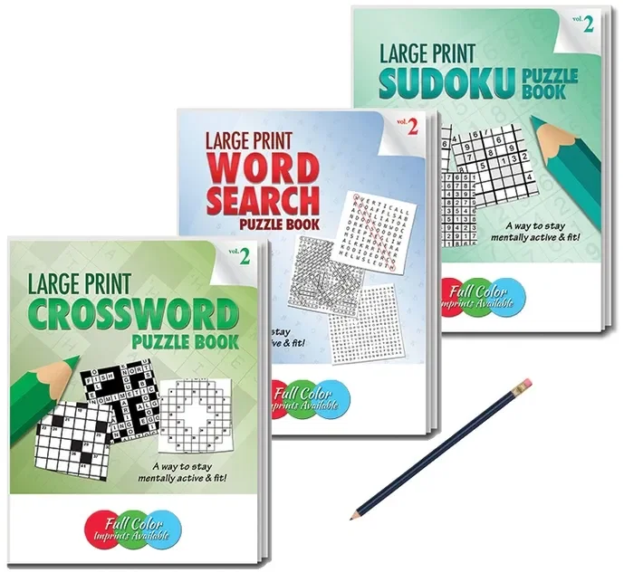 Large Print Puzzle Book Gift Pack - 3 Puzzle Book Set with Pencil - Volume 2