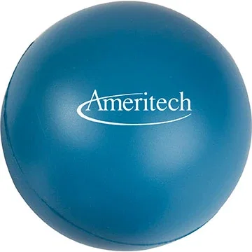 Large Round Stress Ball in blue, imprintable foam stress reliever giveaway, side angle