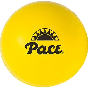 Large Round Stress Ball in yellow squeezable polyurethane, promotional desk stress reliever