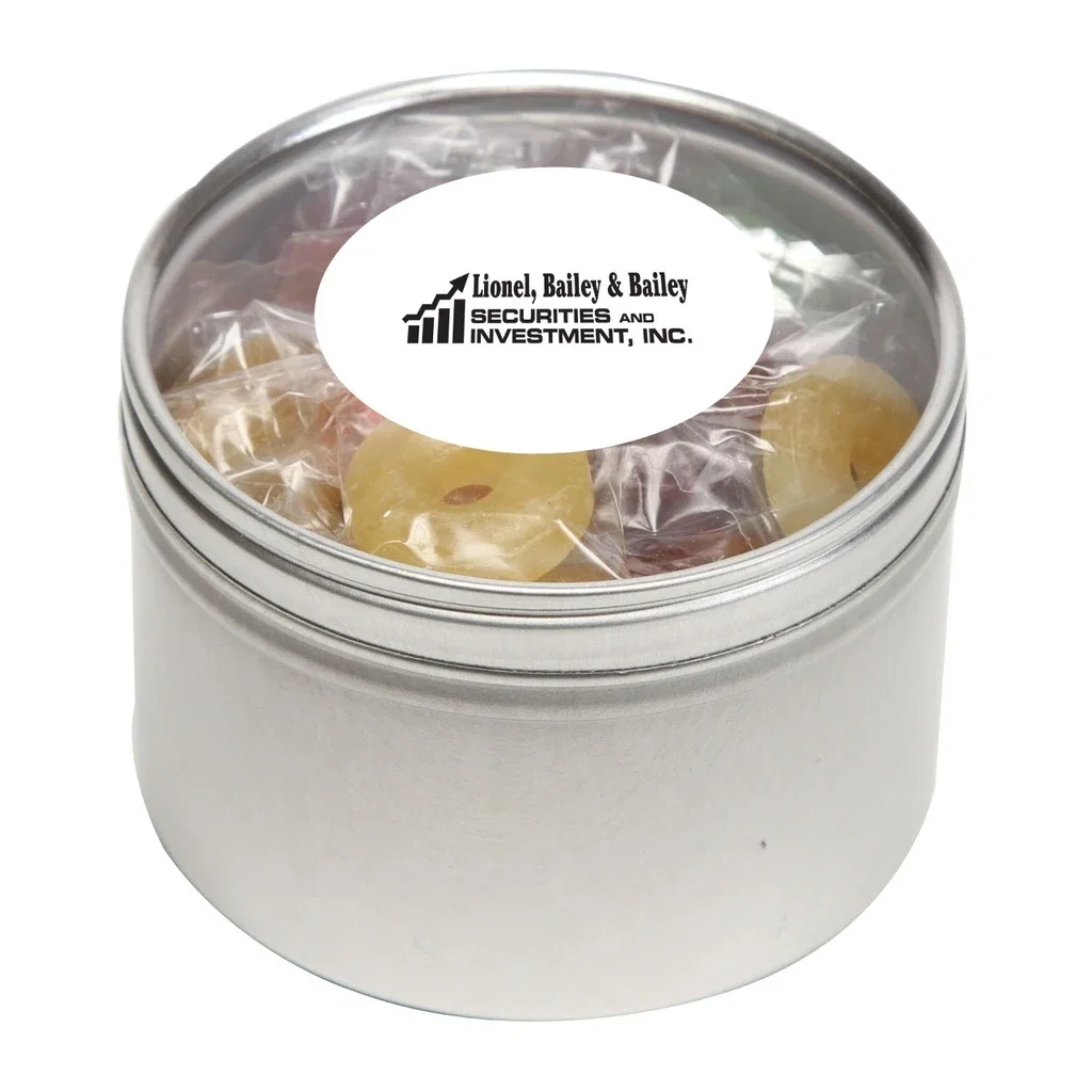 Large Round Window Tin Premium Fill — Silver,Candy Fill: Life Savers™ — view 3