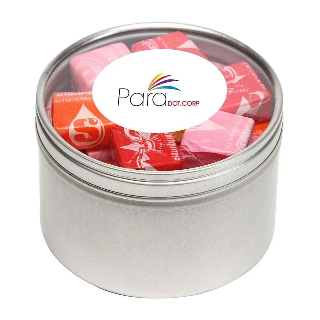 Large Round Window Tin Standard Fill — Silver,Candy Fill: Starburst™ — view 3