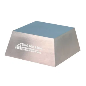Large Slanted Silver Metal Award Base, 4.5" x 4.5" x 1.5", Laser Engraved