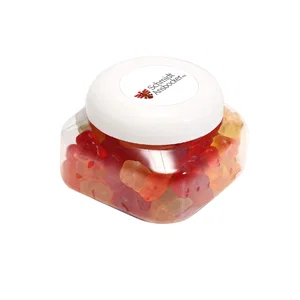 Large Snack Canister, 3.38" x 2.38" x 3.38" Clear Plastic, Ten Candy Fill Options, Full-Color Label