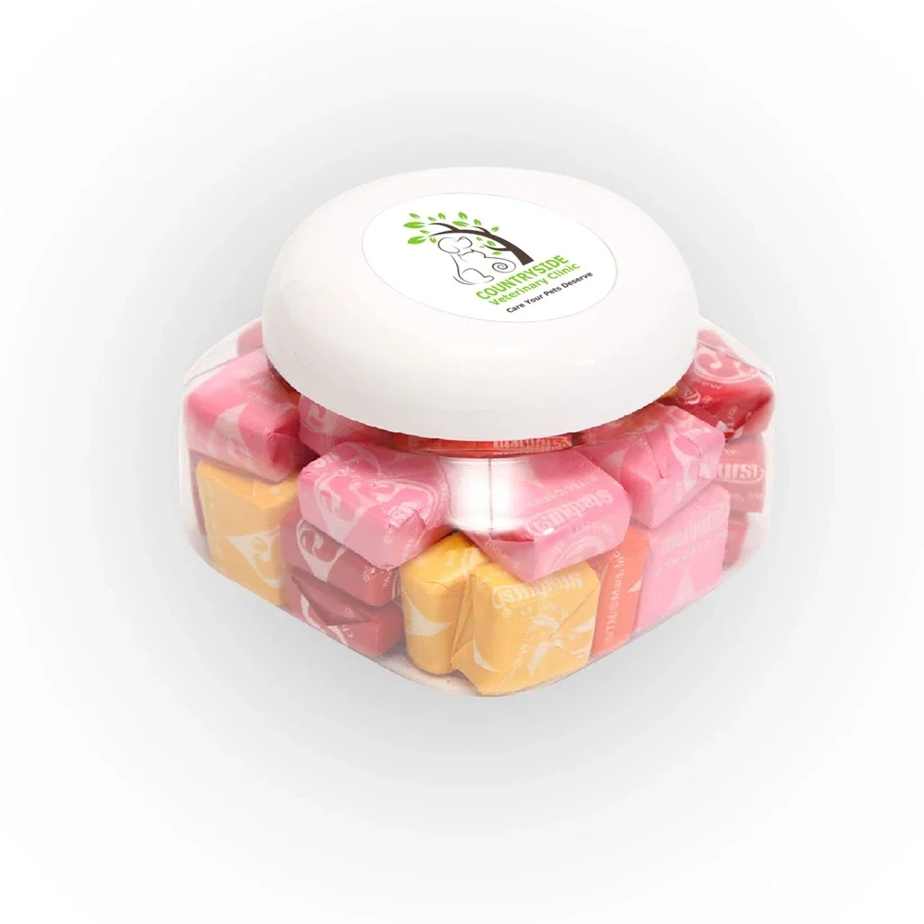 Large Snack Canister Standard Fill — Clear / White,Candy Fill: Starburst™ — view 3