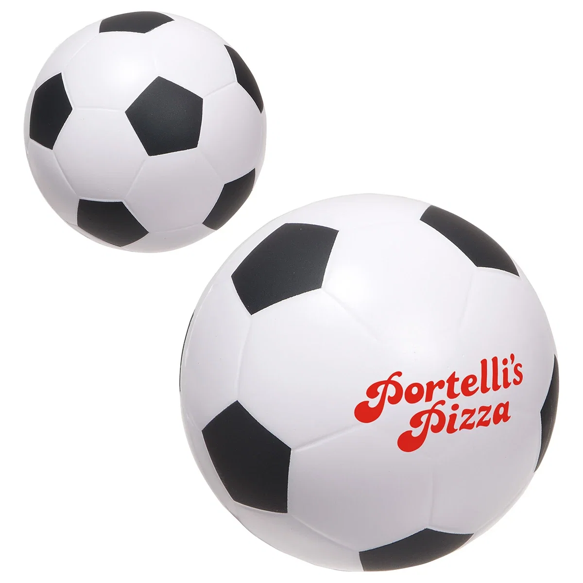 Soccer ball shaped polyurethane stress reliever, 3-7/8 inch diameter foam ball