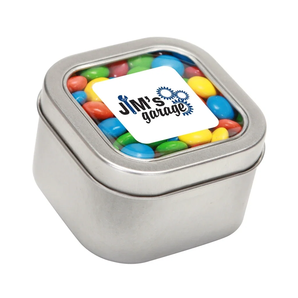Large Square Window Tin Premium Fill — Silver,Candy Fill: M&M's™ — view 4