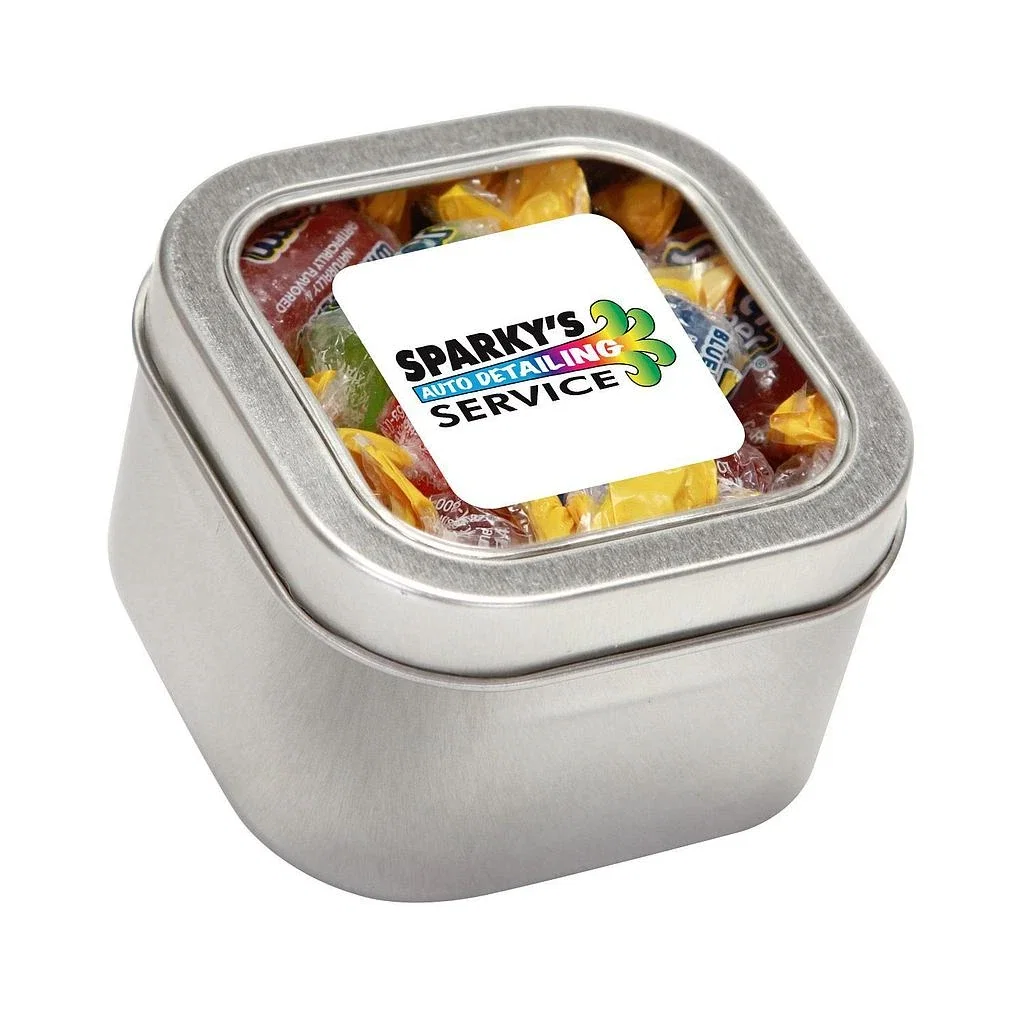 Large Square Window Tin Standard Fill — Silver,Candy Fill: Jolly Rancher™ — view 2