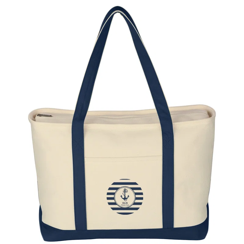 Large Heavy Cotton Canvas Boat Tote Bag — view 2