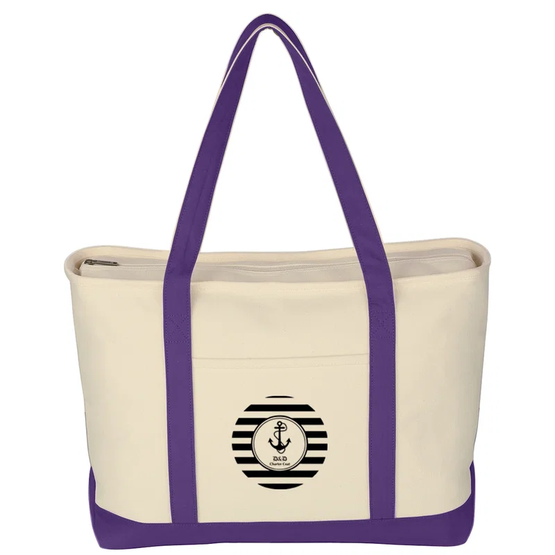 Large Heavy Cotton Canvas Boat Tote Bag — view 10