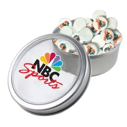 Large Top View Tin - Imprinted Chocolate Buttons — view 3
