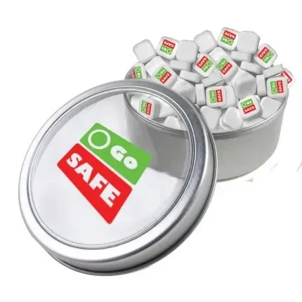 Large Top View Tin - Imprinted Chocolate Buttons — view 4