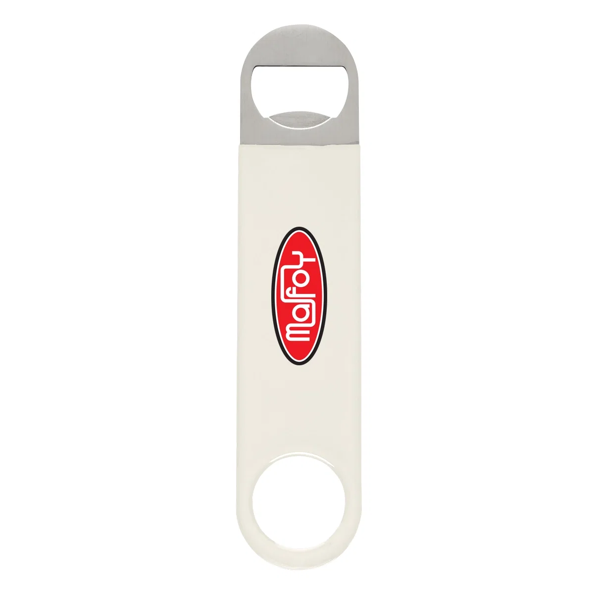 White grip contrasting with the metal tip