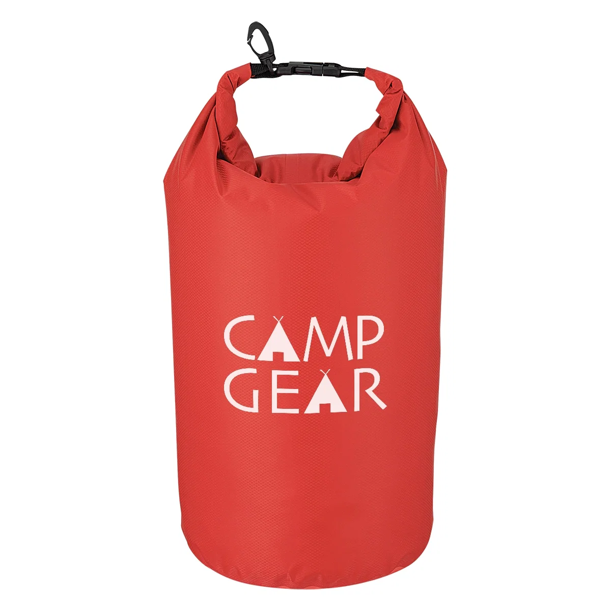 Waterproof dry bag rolled shut at the top