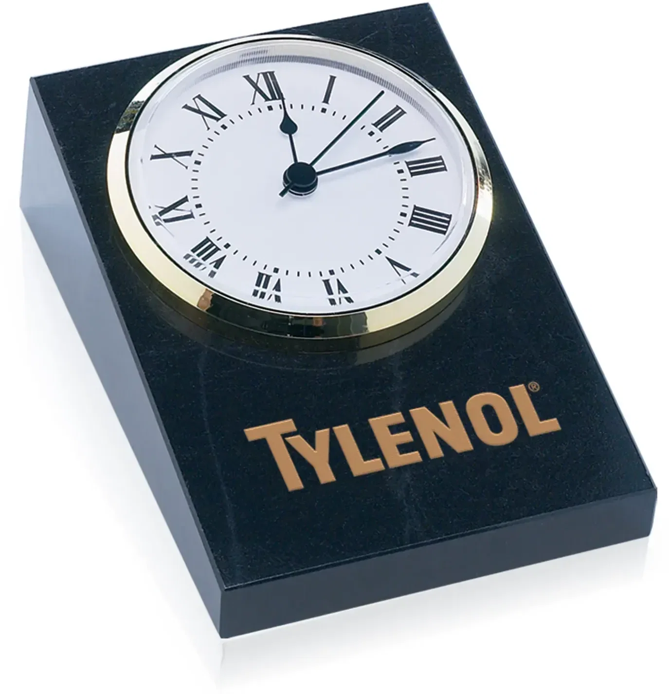 Large Wedge Black Marble Clock