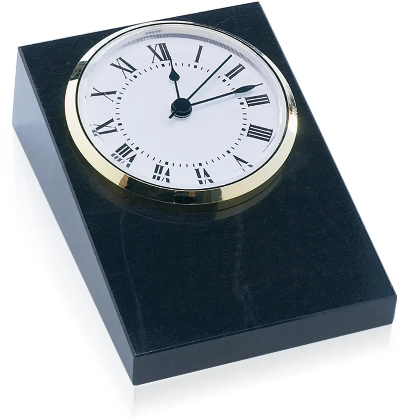 Large Wedge Black Marble Clock — view 2