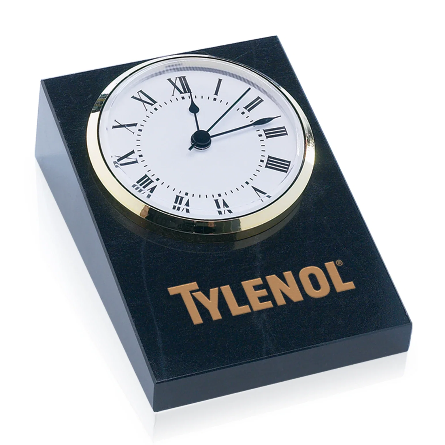 Large Wedge Black Marble Clock — view 3