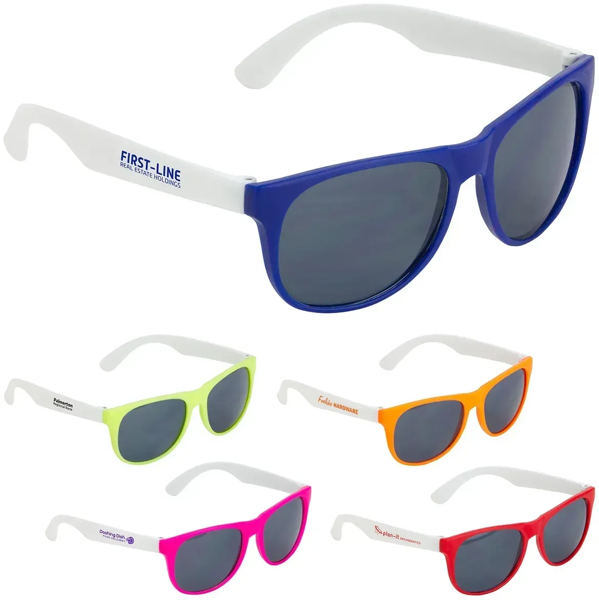 Largo two-tone frame sunglasses, custom branded UV400 sunglasses, front hero view