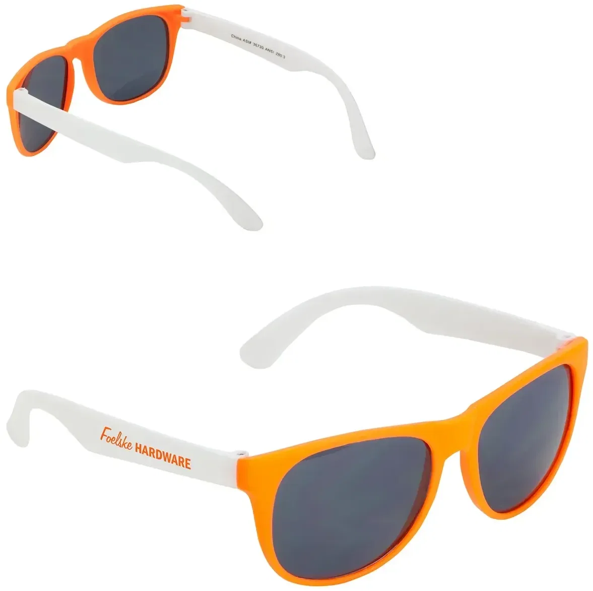 Custom Largo two-tone frame sunglasses folded, frame color detail view