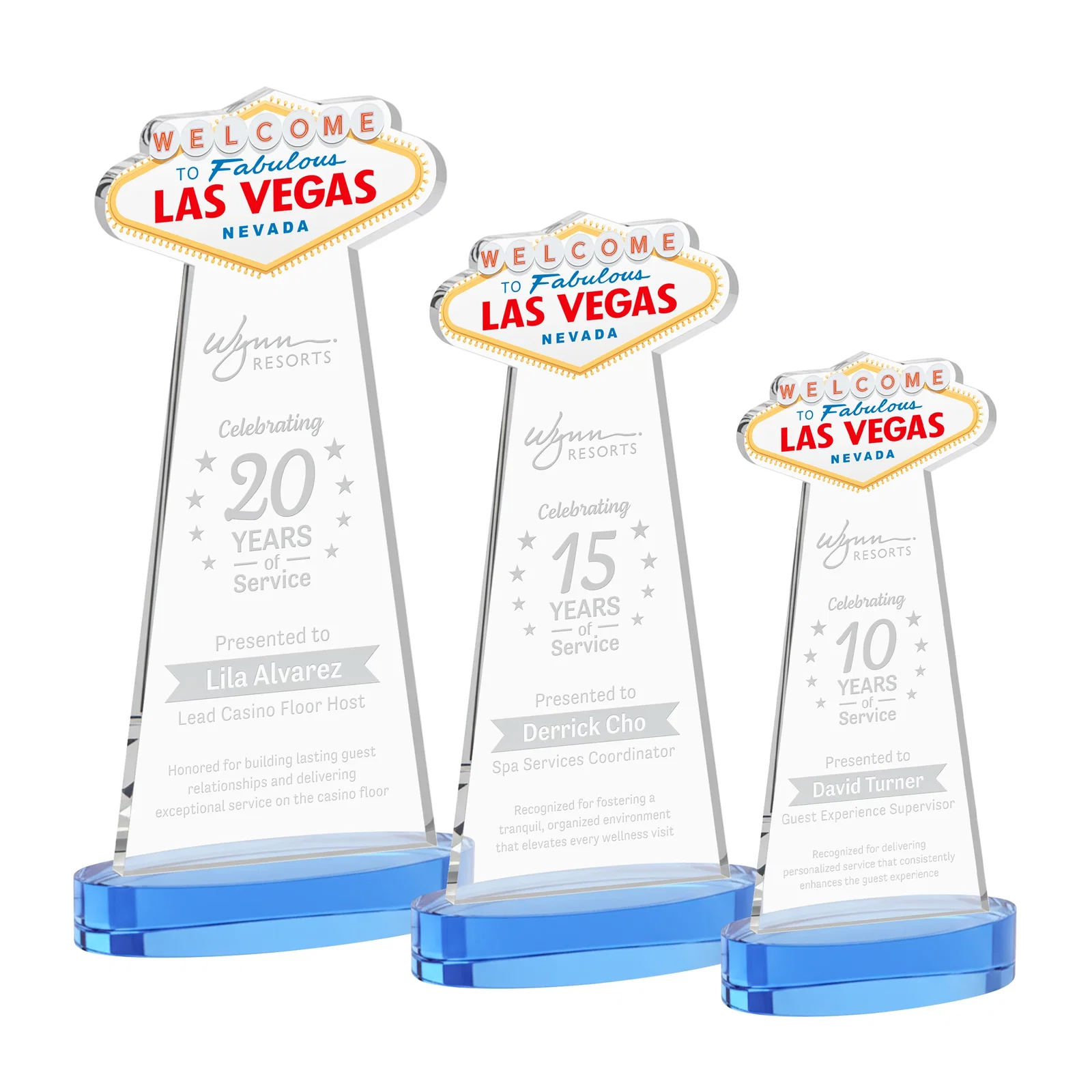 Promotional Starfire Crystal Las Vegas Sign Award on Alberton Oval Base for retirement presentations