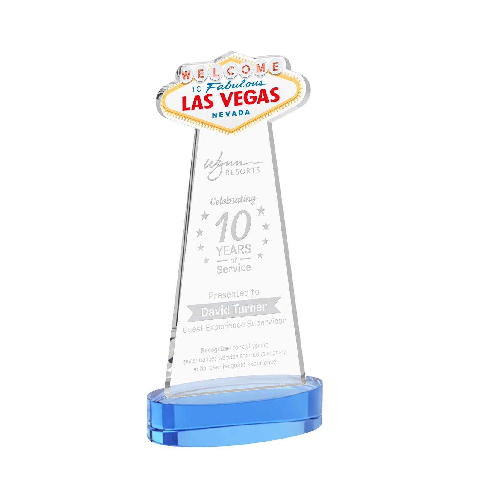 Promotional Starfire Crystal Las Vegas Sign Award on Alberton Oval Base for team milestone celebrations