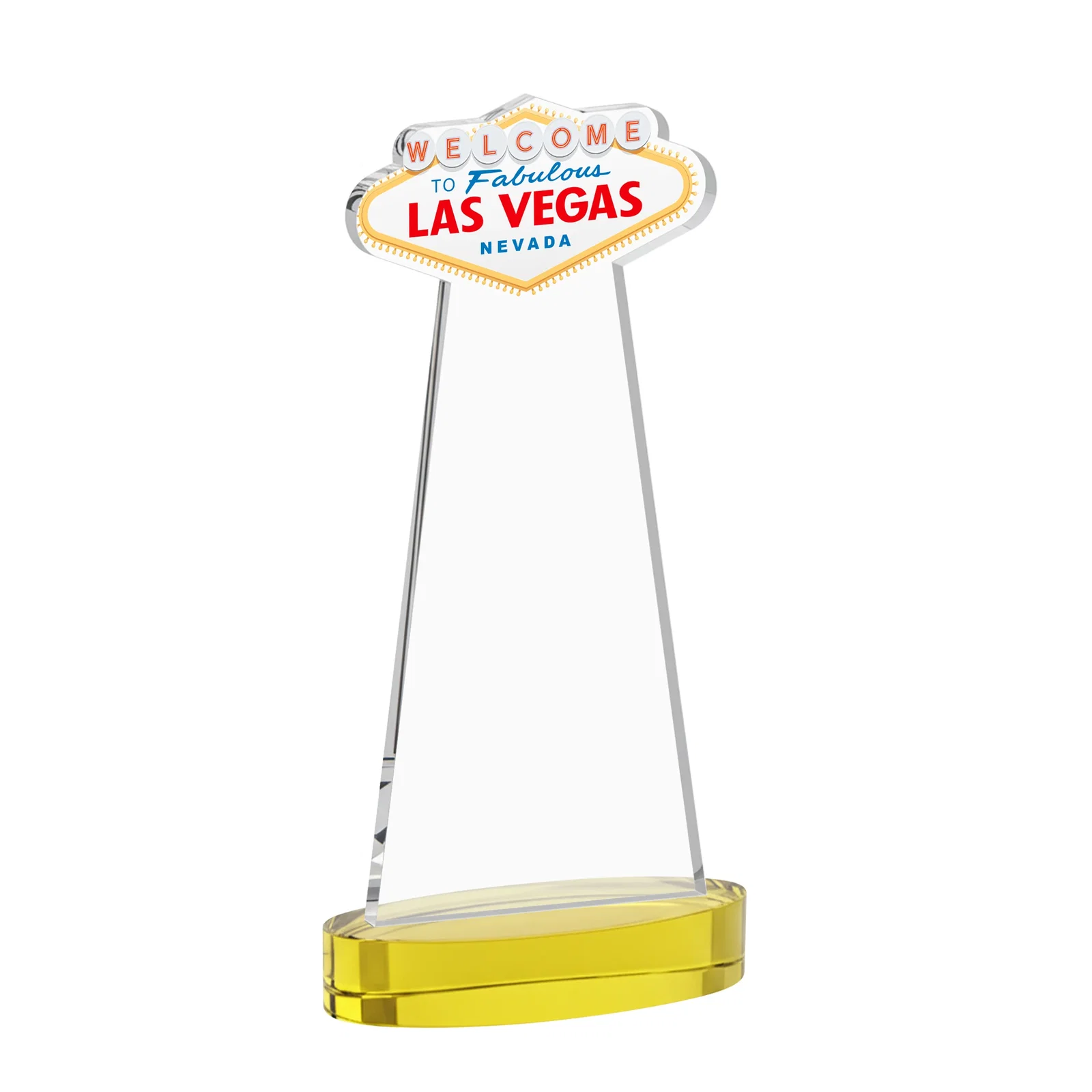 Custom engraved Starfire Crystal Las Vegas Sign Award on Alberton Oval Base for graduation ceremonies
