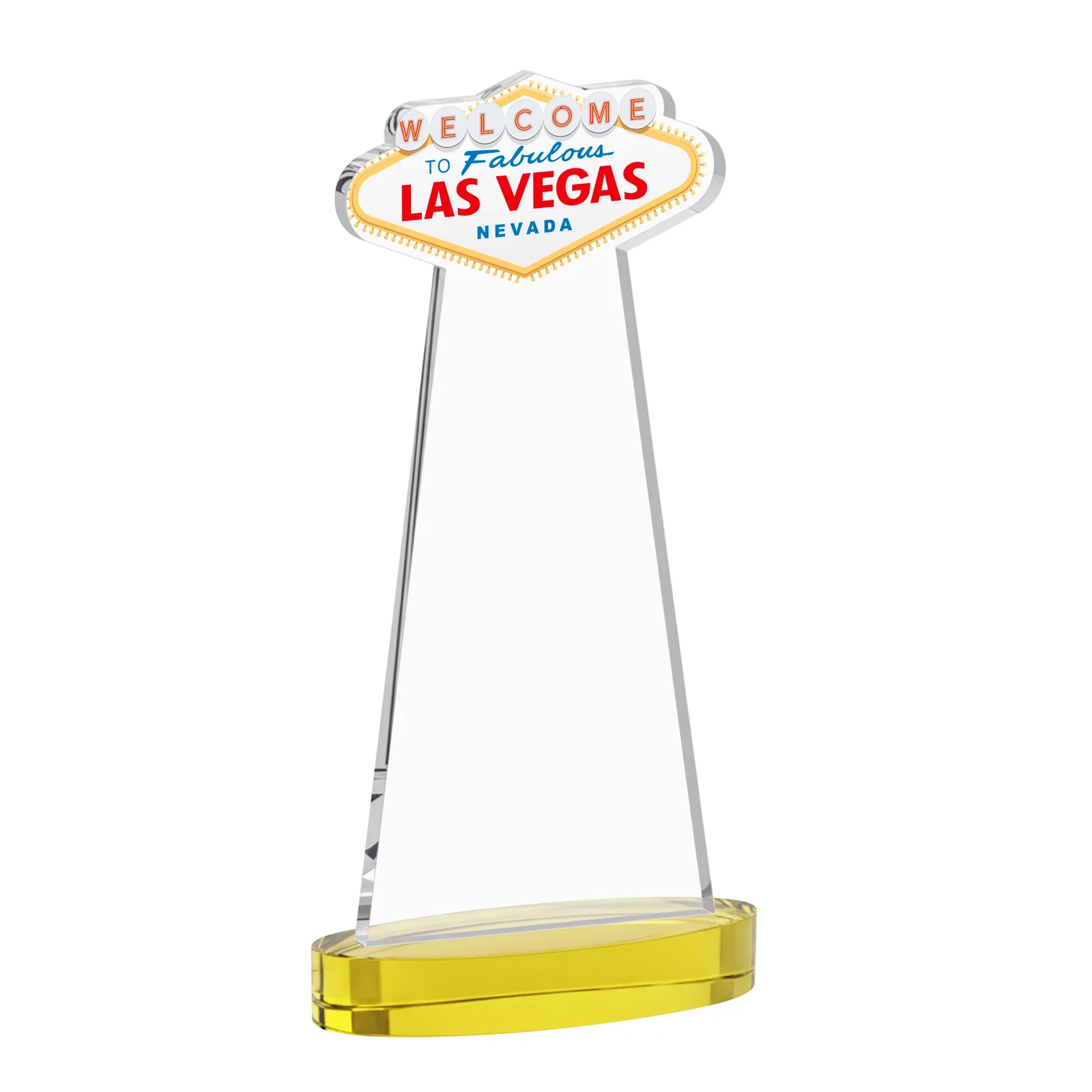 Custom engraved Starfire Crystal Las Vegas Sign Award on Alberton Oval Base for safety achievement programs