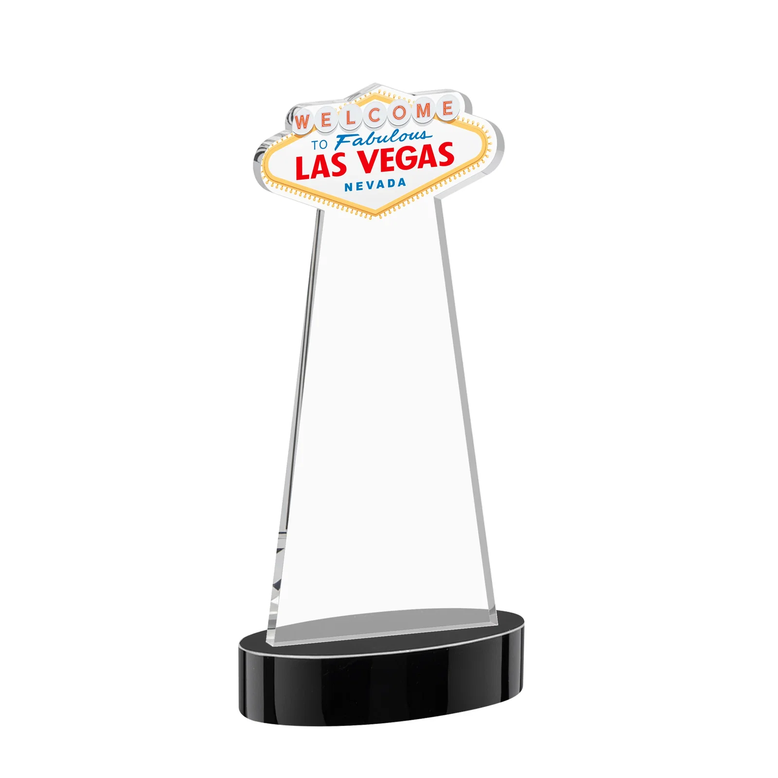 Custom Starfire Crystal Las Vegas Sign Award on Alberton Oval Base, with your logo for employee recognition