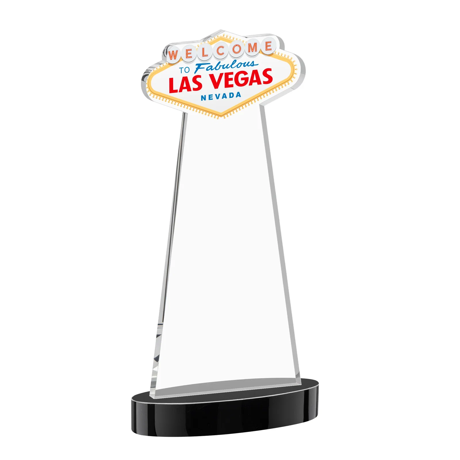 Custom Starfire Crystal Las Vegas Sign Award on Alberton Oval Base, with your logo for service anniversary gifts