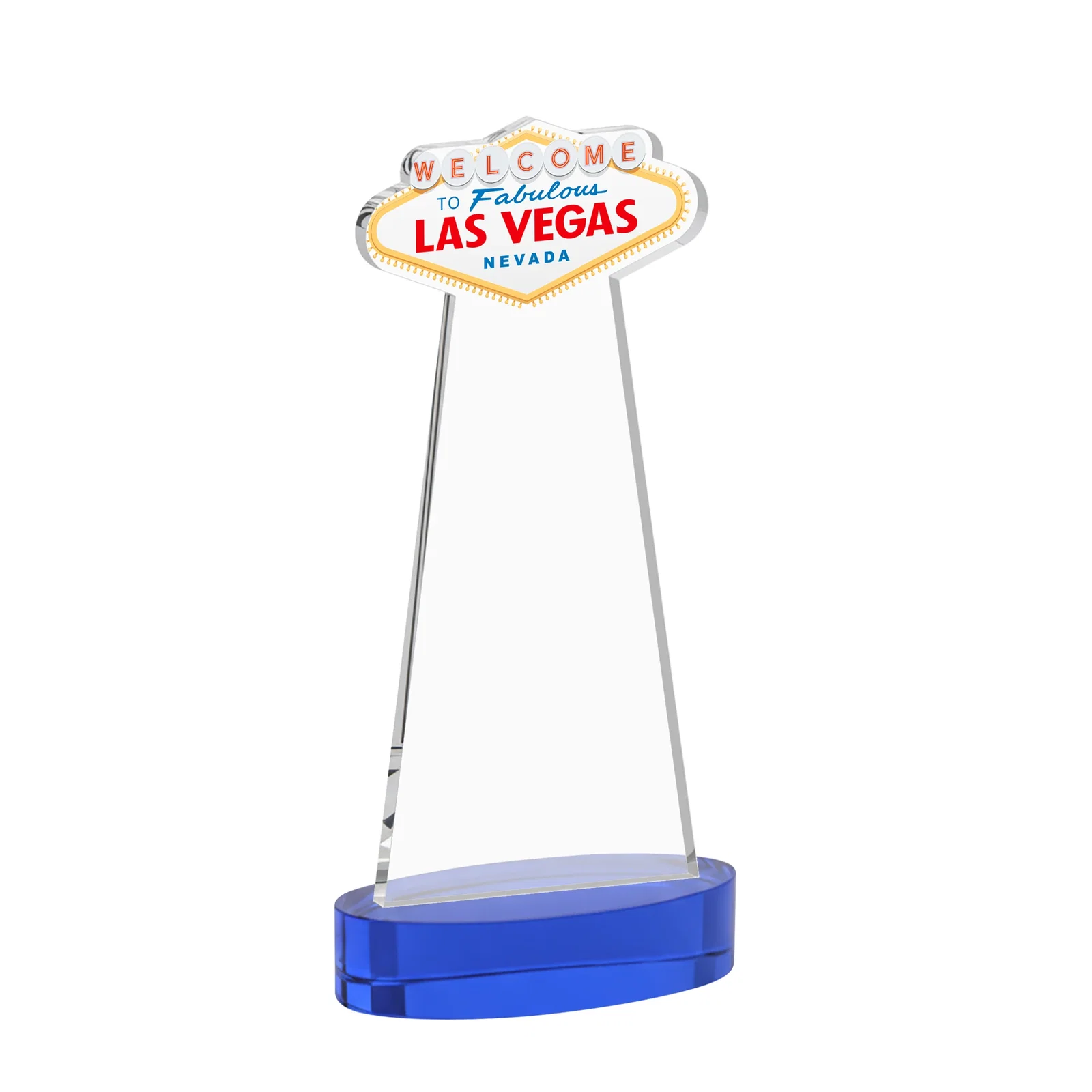 Custom Starfire Crystal Las Vegas Sign Award on Alberton Oval Base, with your logo for sales achievement awards