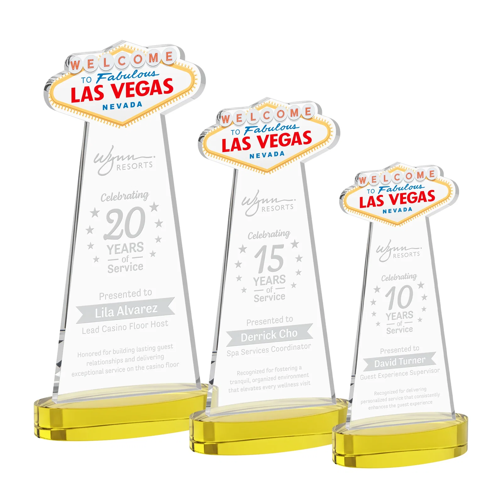 Custom Starfire Crystal Las Vegas Sign Award on Alberton Oval Base for safety achievement programs