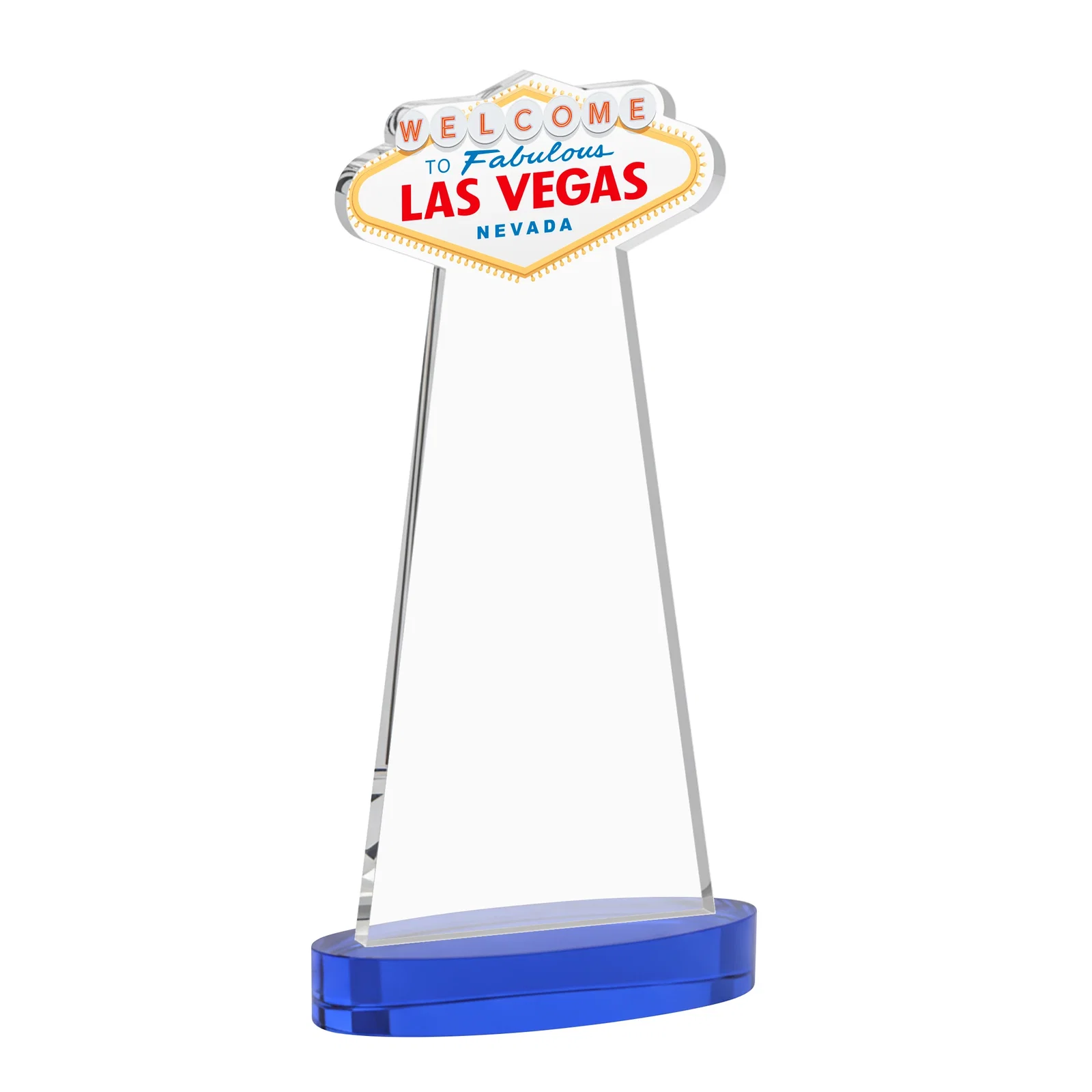Custom Starfire Crystal Las Vegas Sign Award on Alberton Oval Base, with your logo for team milestone celebrations