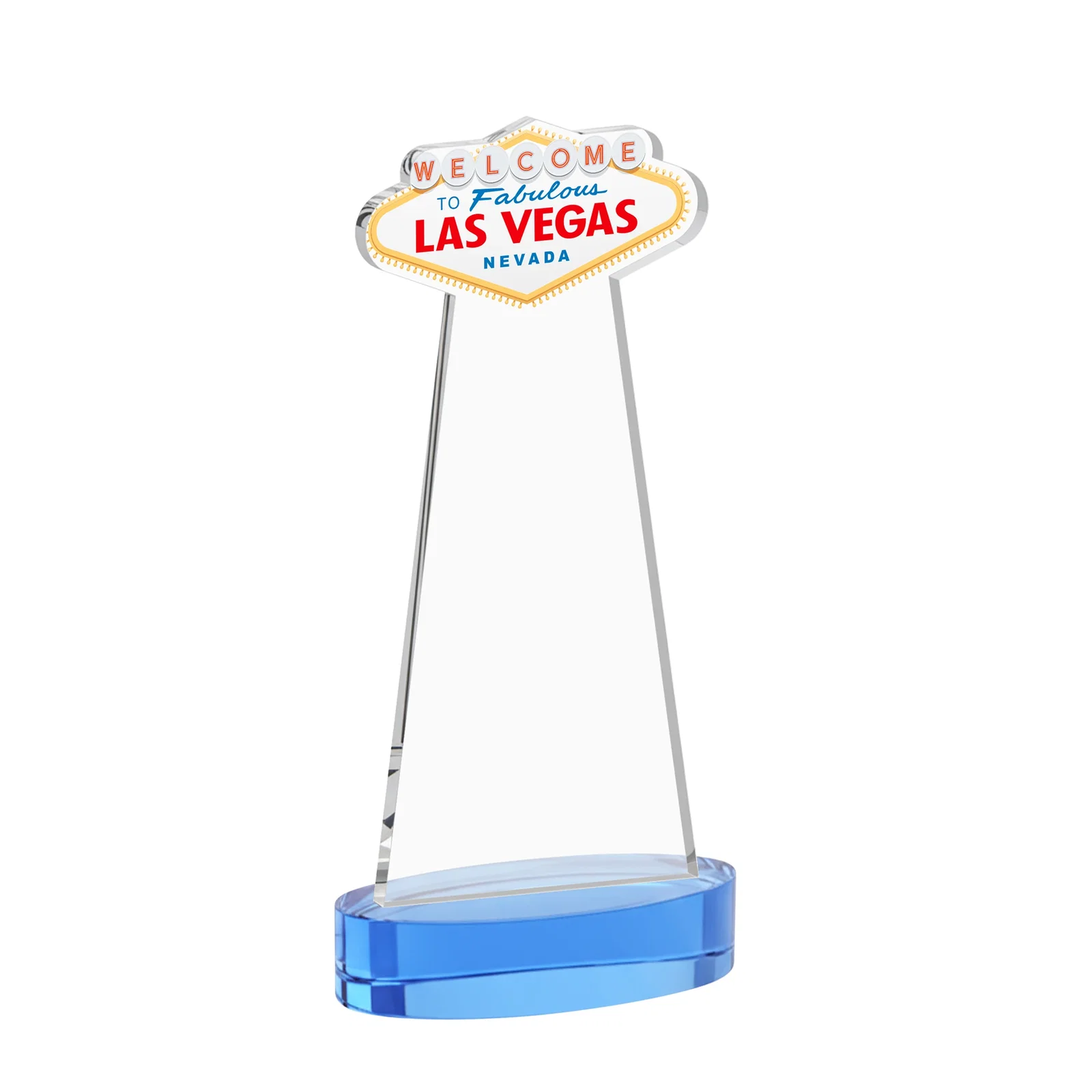 Custom Starfire Crystal Las Vegas Sign Award on Alberton Oval Base, with your logo for volunteer appreciation