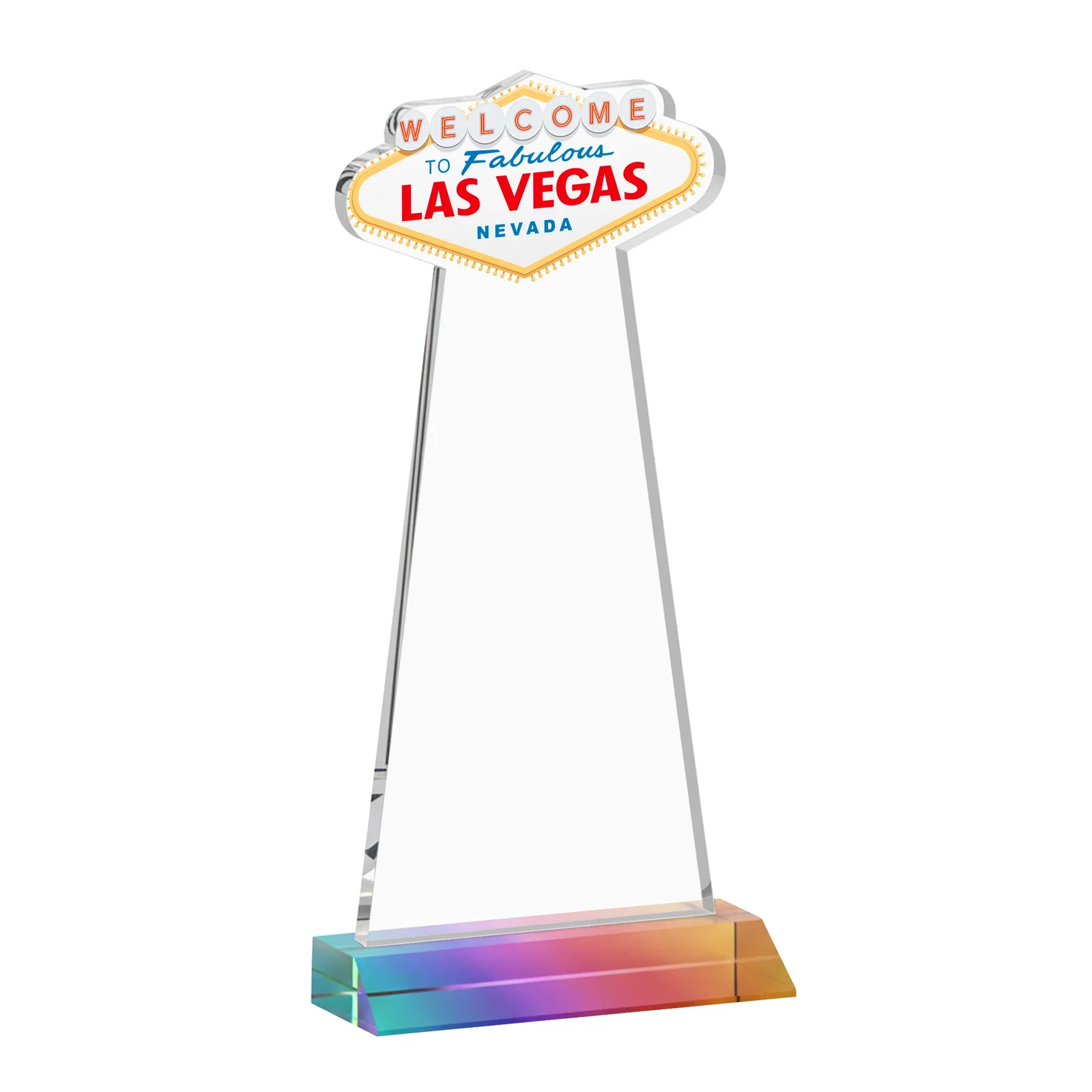 Custom Starfire Crystal Las Vegas Sign Award on Front-Mitered Base, with your logo for donor appreciation