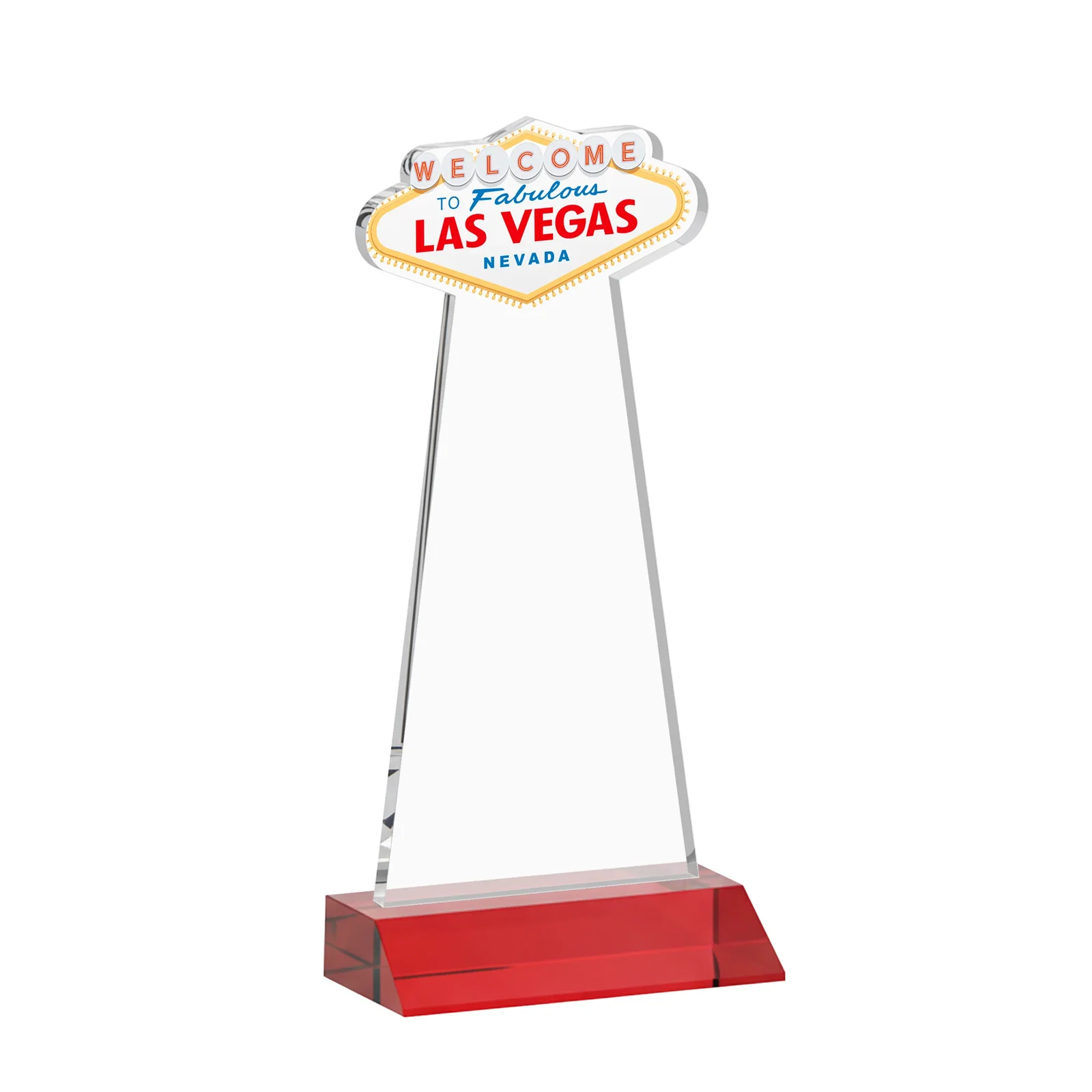 Custom Starfire Crystal Las Vegas Sign Award on Front-Mitered Base, with your logo for graduation ceremonies