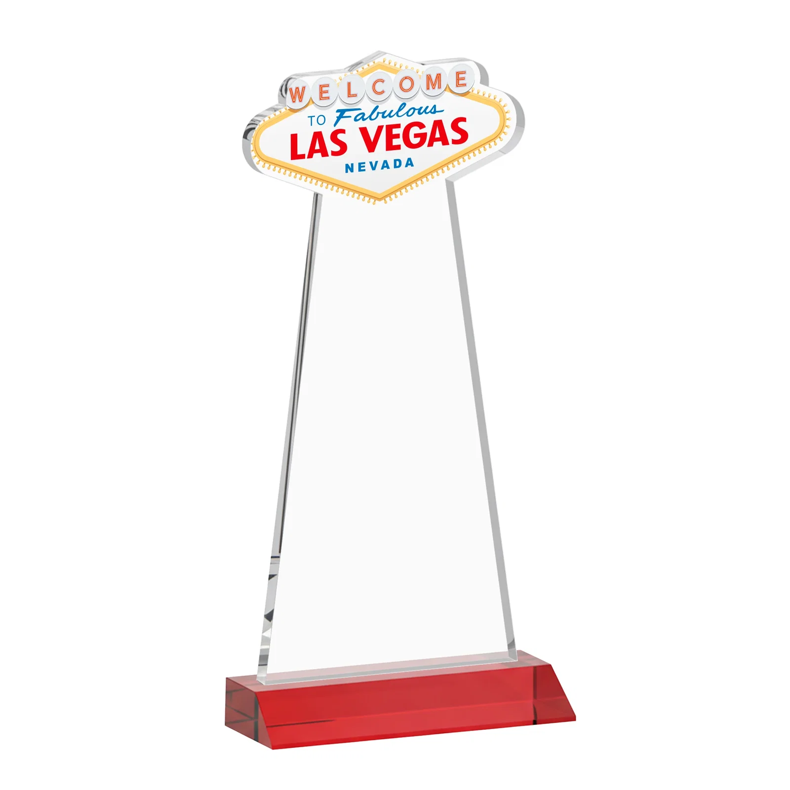 Custom Starfire Crystal Las Vegas Sign Award on Front-Mitered Base, with your logo for volunteer appreciation