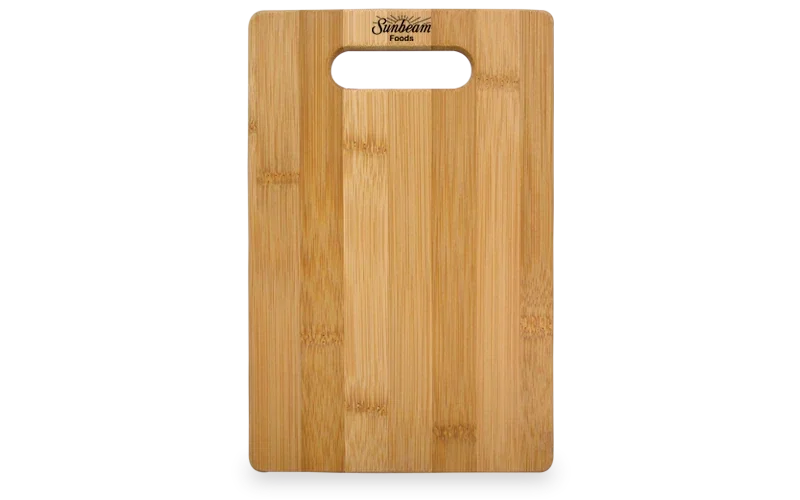 Laser-Engravable Bamboo Cutting Board. Small bamboo cutting board with laser engraving for closing gifts