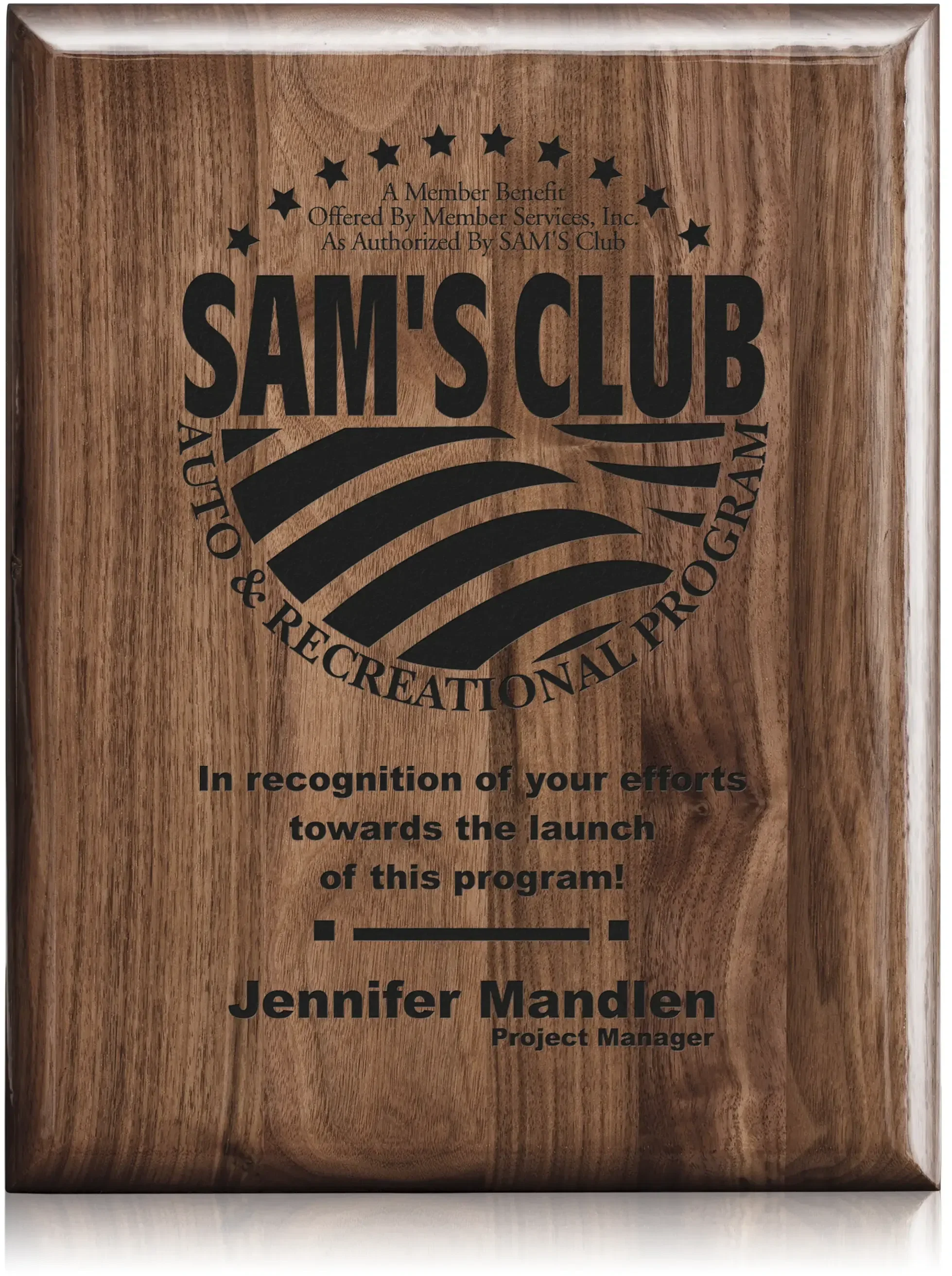 Laser Engraved Plaq - Walnut Cove Edge                                                  Finish — view 2