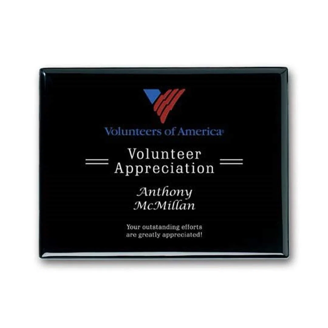 Custom Ebony Piano Finish Wall Plaque with Direct Laser Engraving for sales achievement awards