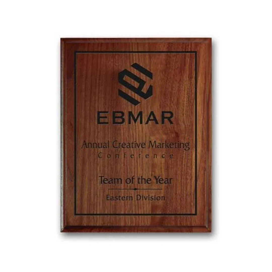 Custom Cove-Edge Walnut Wall Plaque with Direct Laser Engraving for service anniversary gifts