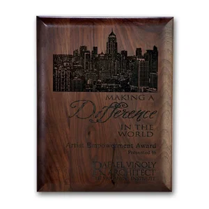 Rolled-Edge Walnut Wall Plaque with Direct Laser Engraving
