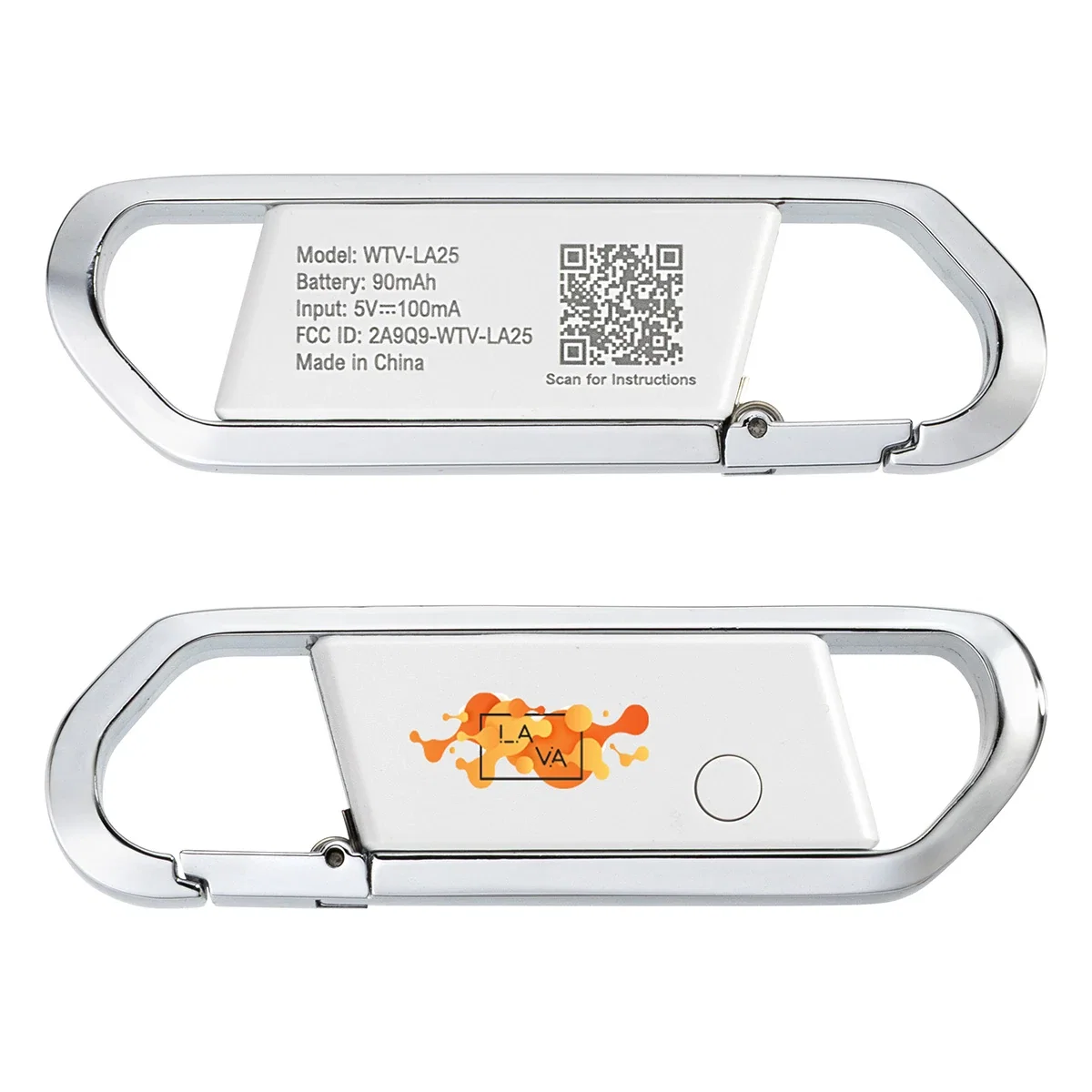 Close-up of the Latitude Keyring's tracker attachment clip