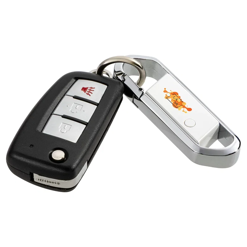 Angled view of the branded Latitude Anti-Lost Tracker Keyring